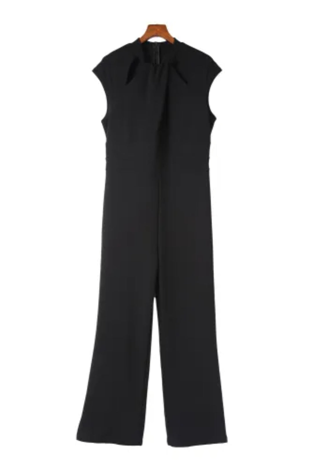 Black Cut Out Neckline Cap Sleeve High Waist Jumpsuit