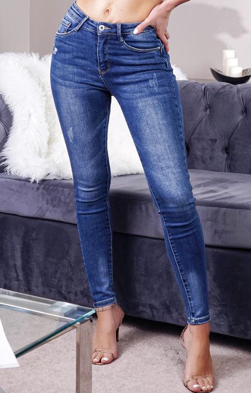 NERINA RIPPED WASHED SKINNY (Push up) JEANS